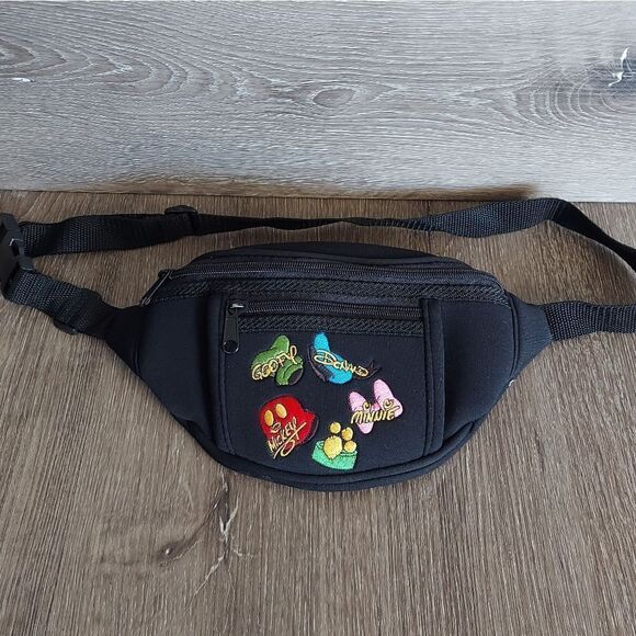Disneyland Black Embroidered Character Fanny Pack Waist Bag - Picture 1 of 6